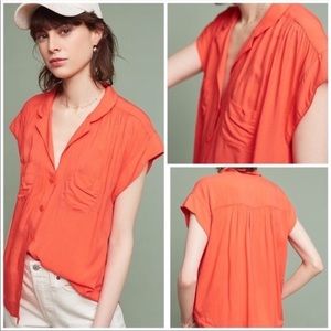 Maeve Anthropologie Cap Sleeve Button Up